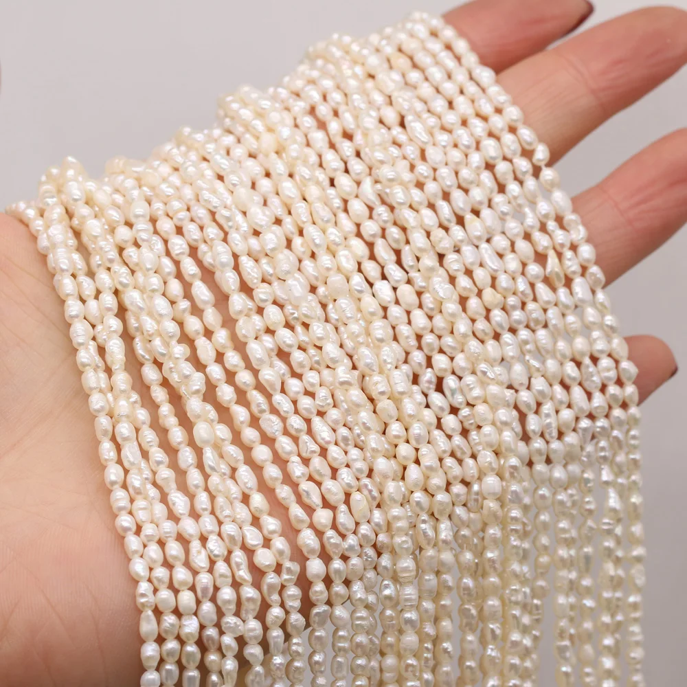 

3-4mm Natural Freshwater Pearl Small Rice Pearls for Women Supplies Beads for Jewelry Making DIY Necklace Bracelet Accessories