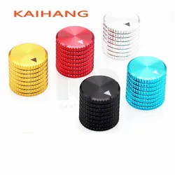 5PCS 14×14mm All aluminum solid core knob cap Potentiometer knob cap Electronic instrument equipment switch cap round hole 6.0MM