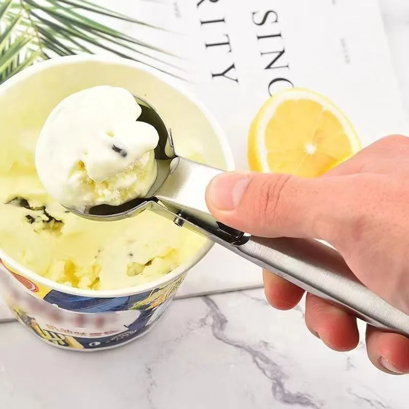 Multifunctional Ice Cream Scoops,Spoon for Ice Cream Stainless Steel Dual-purpose Fruit Spoon Ball Scoop Digging Tool BJL001