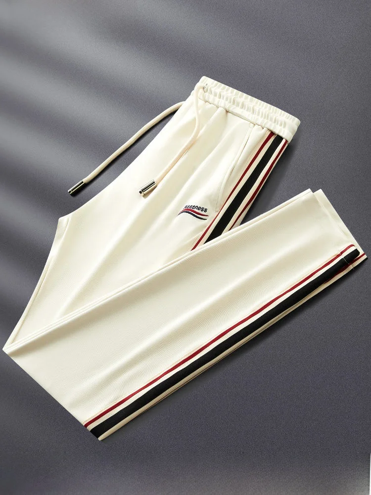 

Summer Thin Ice Silk Color Blo Sports Pants Men's Slim Straight Leg Casual Long Trousers Faionable Youth Leisure Wear