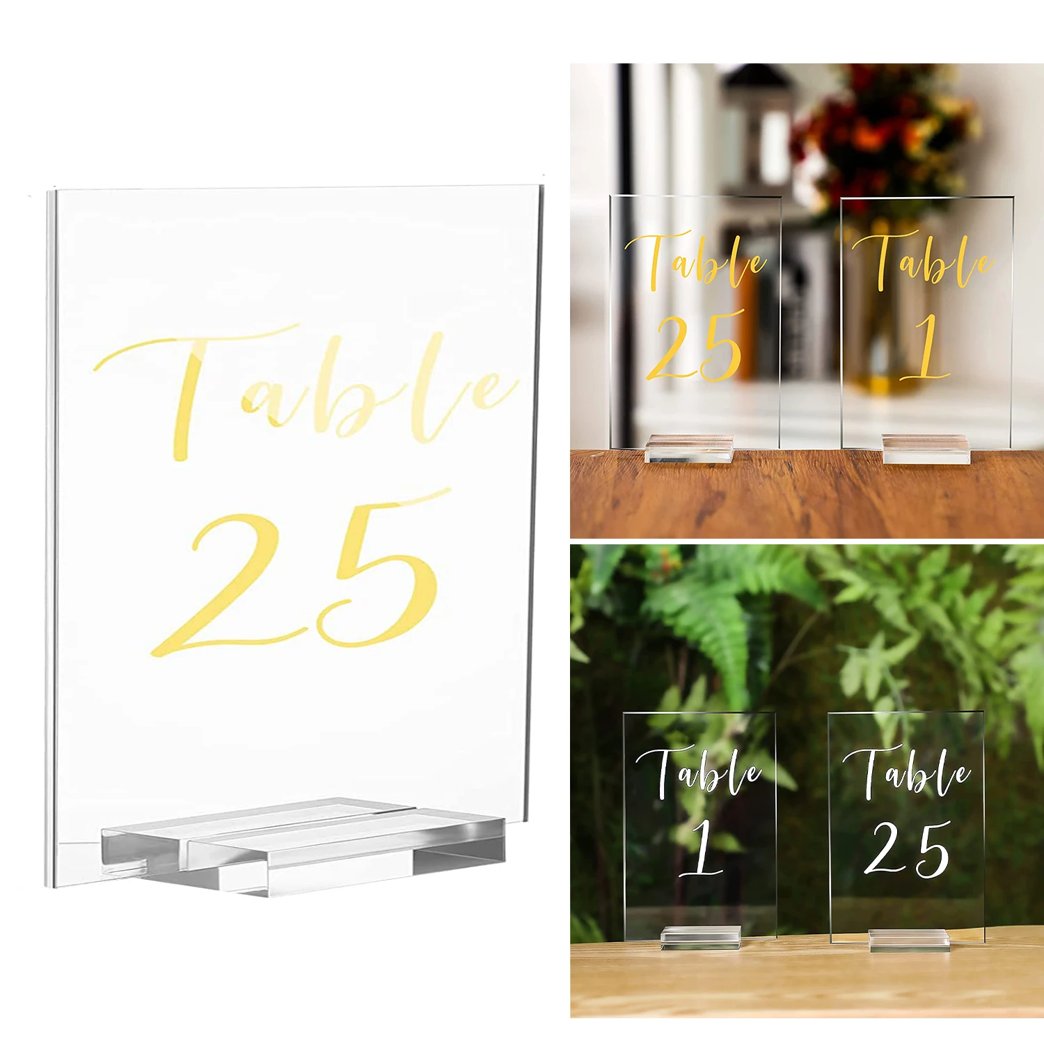 Acrylic Table Signs with Stand Clear Acrylic Table Numbers Acrylic Wedding Signs Holders for Party, Reception Decoration