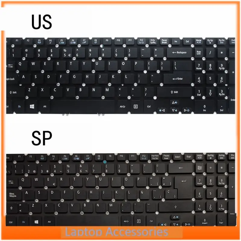 Nuevo teclado del ordenador portátil para ACER Aspire V5-531 V5-551 V5-552 MA50 VN7-591 MS2391 VN7-571G MS2395 ZR1 ZRI ZRK