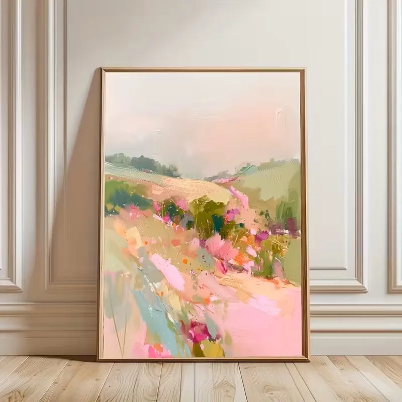 

Colorful Wildflower Landscape Canvas Printed Wall Art Abstract Painting Modern Minimalist Poster Bedroom Living Room Decoration