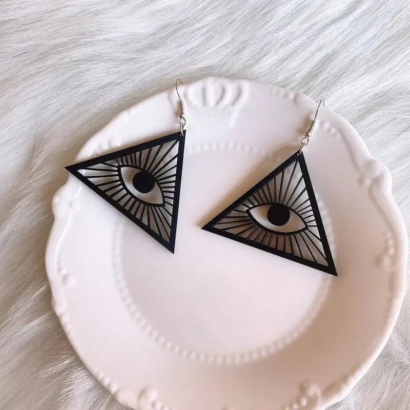 Black Hollow Out Eyes Big Drop Earrings for Women Acrylic Jewelry Gothic Accessorie