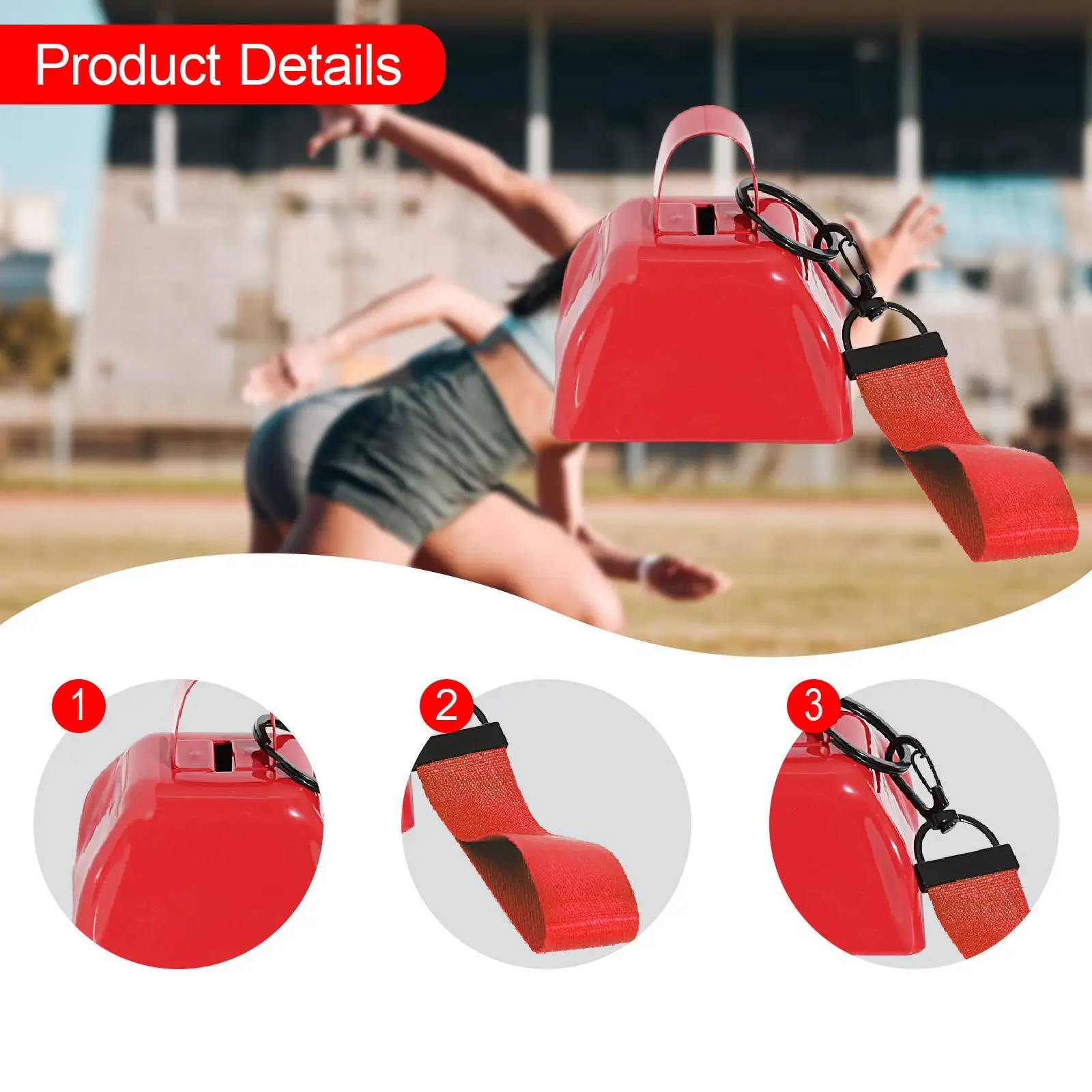 Event Noise Maker Iron Cowbell with Wrist Strap Portable Hand Bell for Cheering Sporting Games Celebrations