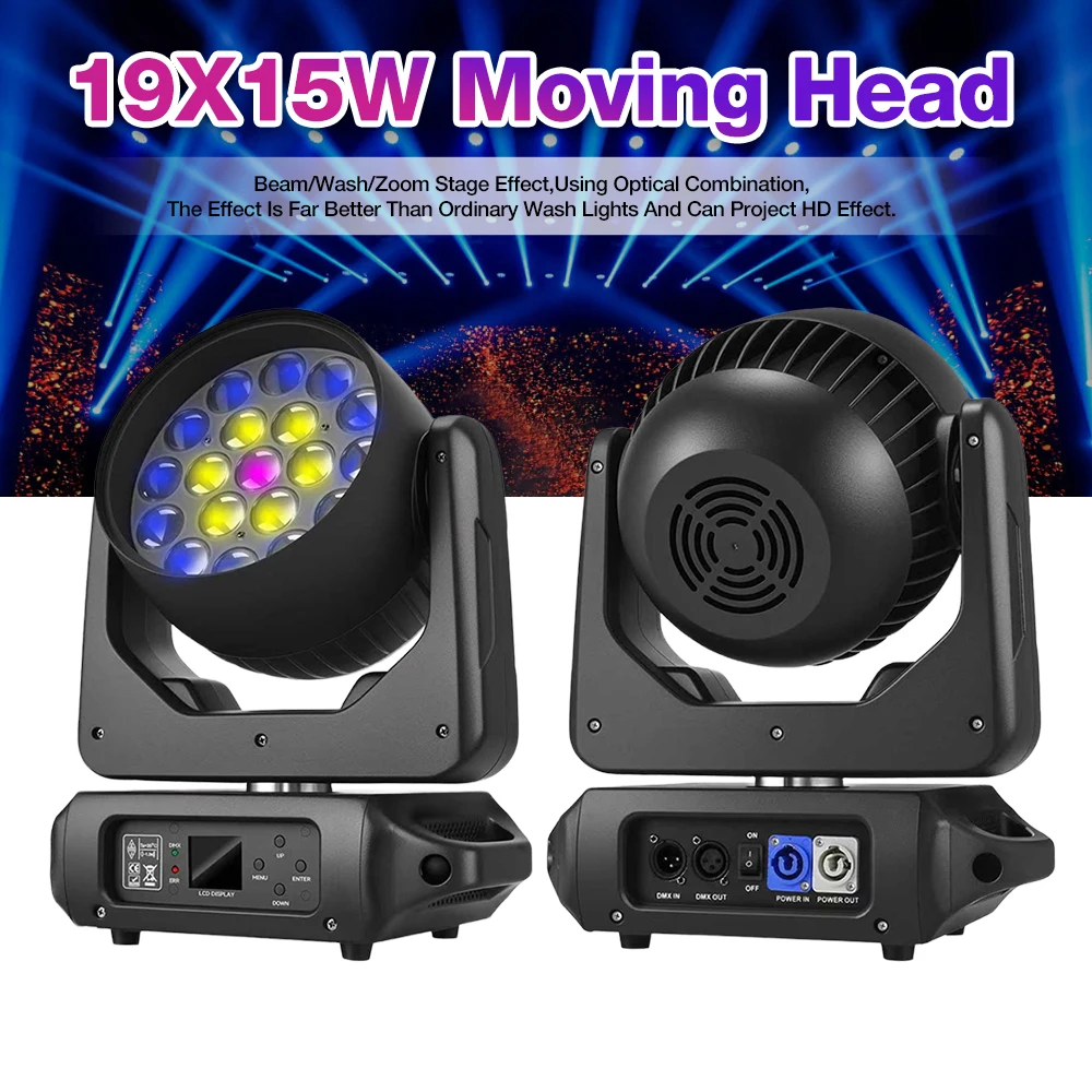

1/2/4PCS 285W Moving Head Zoom Strobe Lights Aluminum Alloy + ABS RGBW DMX512 & Sound-Activated For DJ KTV Disco Party Concert