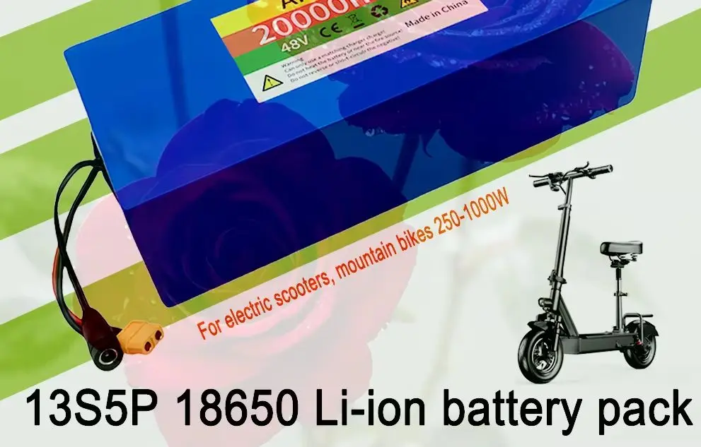 

18650 Lithium Battery Pack 250-1000W 48V 20AH 13S5P 100Ah Suitable for electric scooters, mountain bikes +charger