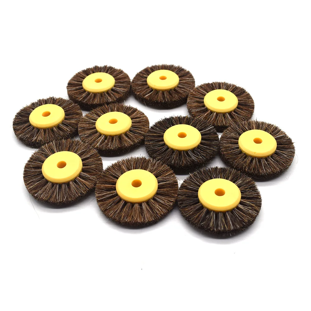 12PCS 55MM Polishing Brush Black Brown Bristle Buffing Abrasive Brush with Yellow Plastic Center Jewelry Tools