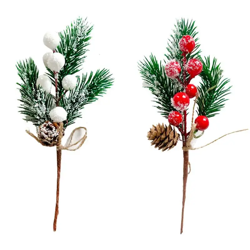 Christmas Faux Pine Branches Simulation Red Berry Flower Fruit Branches festive DIY Crafts Faux Christmas Xmas decorations