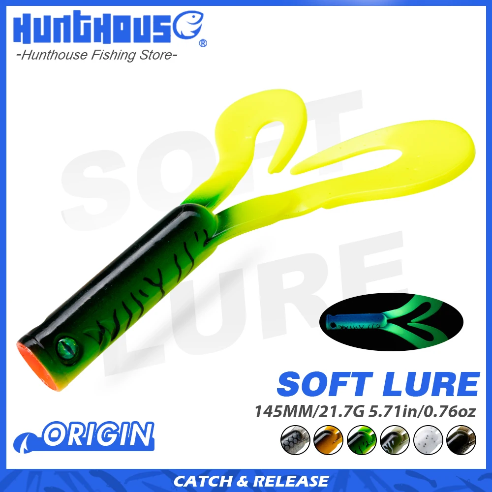 

Hunthouse Soft Fishing Lure 3pcs/lot 145mm 21.7g Twin Tail Trailer Silicone Spinning Souple Leurre For Pike Barsch Zander Fish