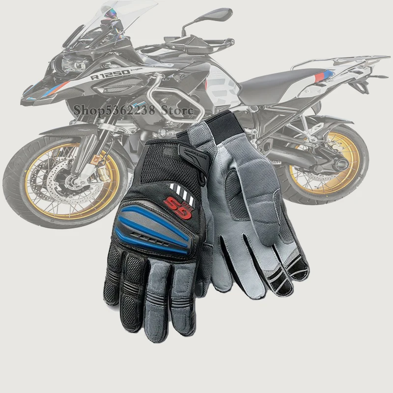 

For BMW Gloves Motorrad Rally R1200 R1250 GS Motocross Motorcycle Adventure Off-Road Moto Racing Leathe Black Blue Mens