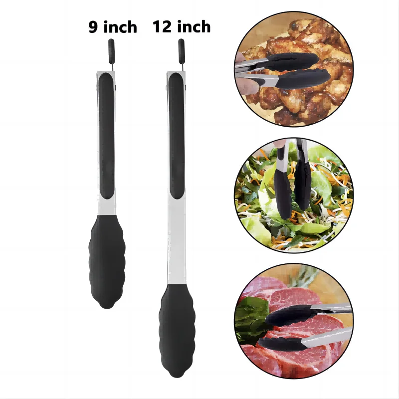 Premium Kitchen Tongs Silicone Cooking Tongs 9 12 inch BPA Free Non-Stick BBQ Cooking Grilling Locking Food Tongs