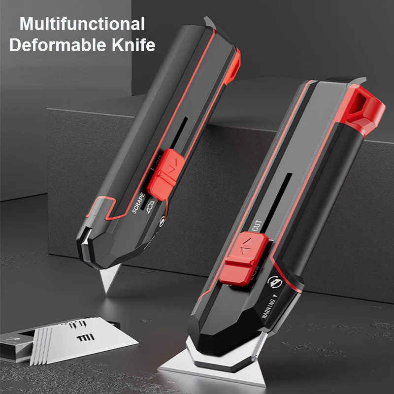 Pro Utility Knife Deformation Multifunctional Heavy Duty Alloy Retractable Box Cutter, Comfortable Handle Quick-Chang SK5 Blades