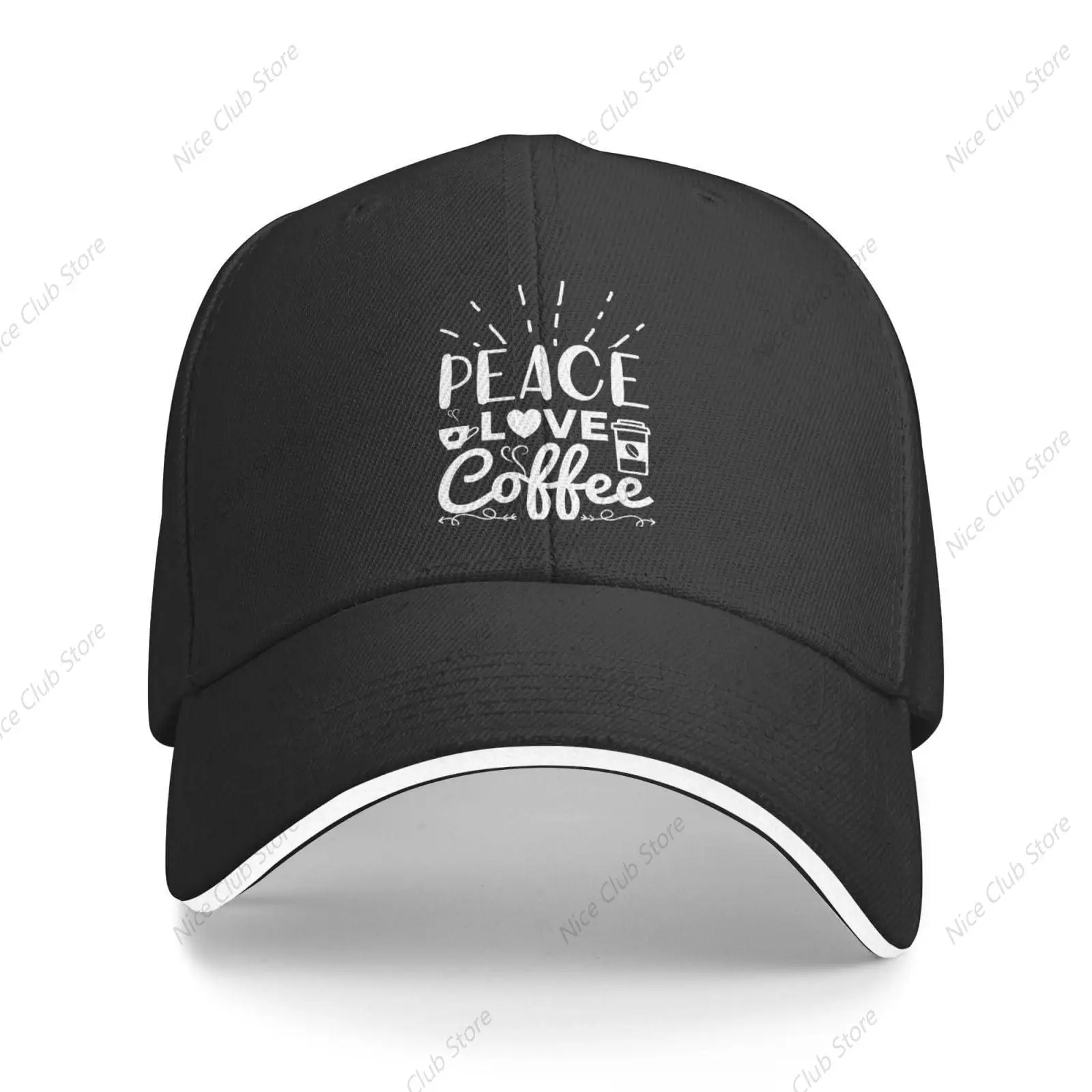 

Peace Love Coffee Baseball Cap Women Men Hats Adjustable Trucker Sun Hat Golf Caps