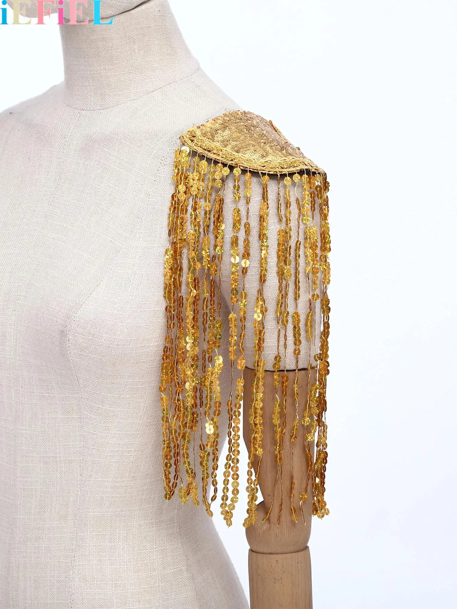 

Women Men Shiny Tassel Sequins Epaulet Shoulder Badge for Clothes Punk Coat Tassel Shoulder Patches Clips Appliques