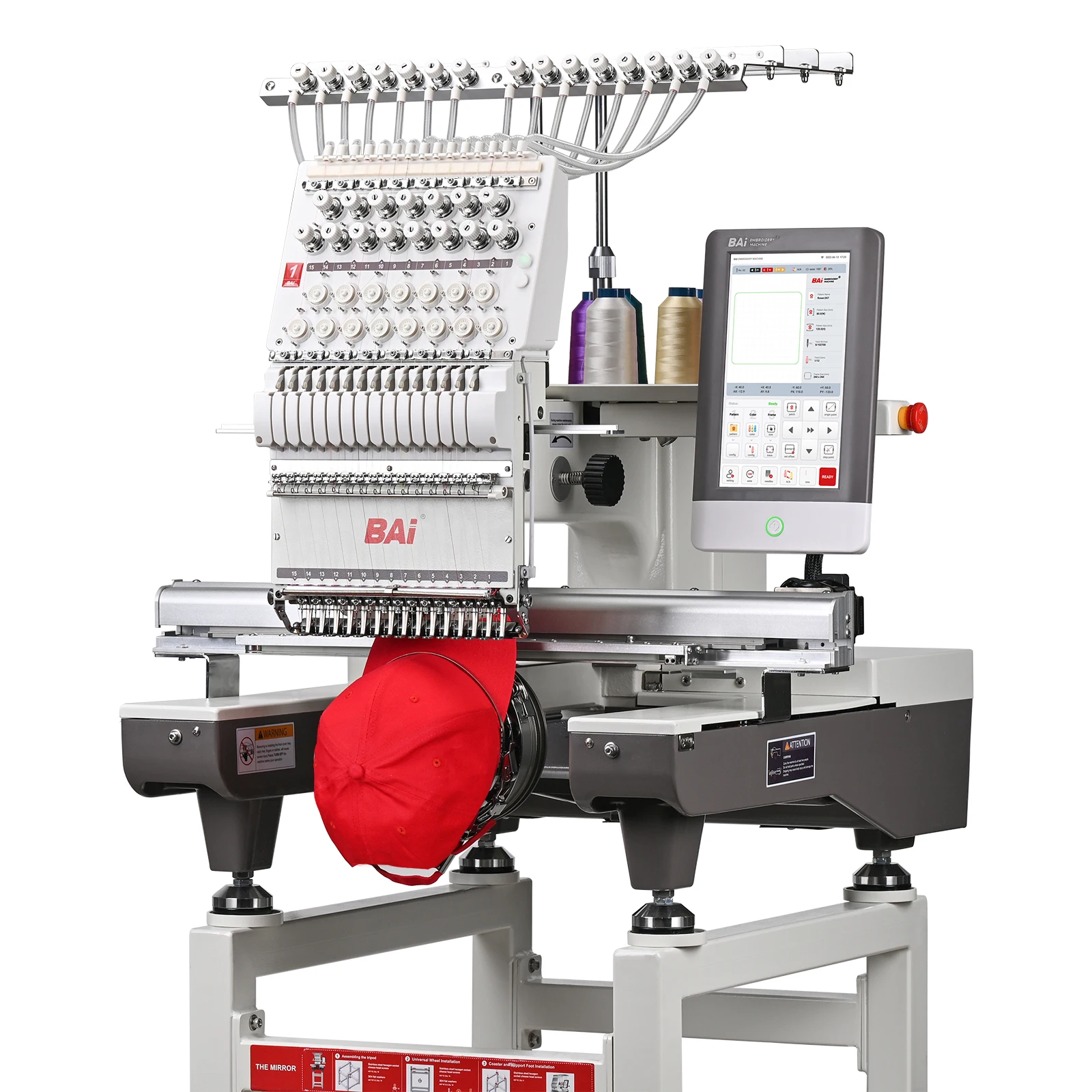 USA/CA only BAi Single Head Hat Embroidery Machine Computerized, 15 Needles Industry Commercial Embroidery Machine For Clothing