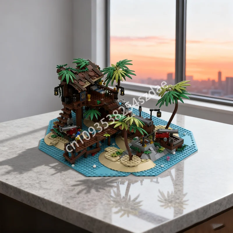 

878pcs MOC Pirate Island Cabin Iconsed Model Building Blocks Assemble Christmas Gifts Idea Education Brick Kids Toy Birthday