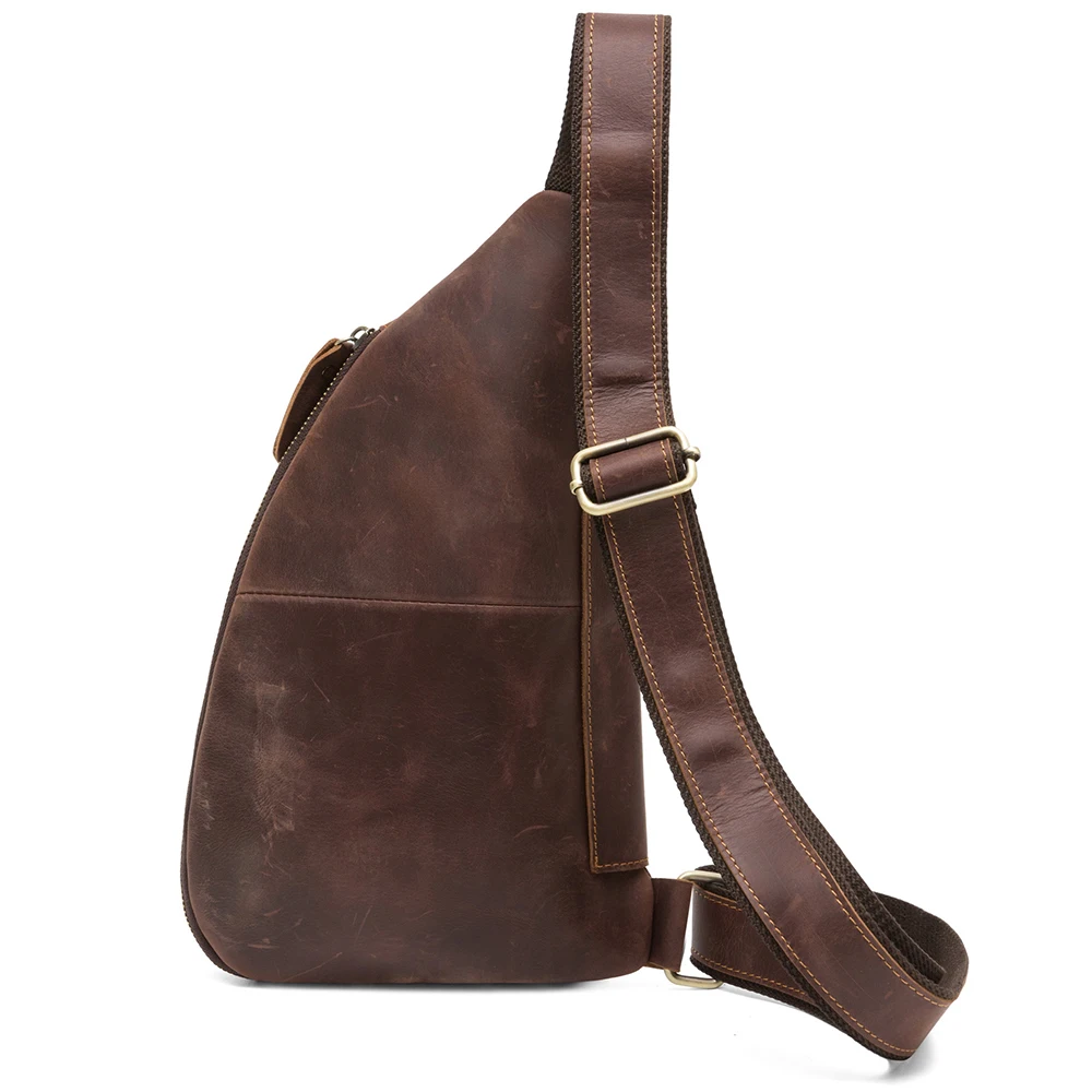 New leather men's bag outdoor fashion men's crossbody bag large capacity multiple pockets expandable chest bag