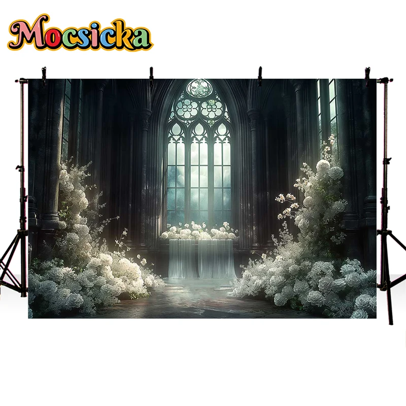 خلفية تصوير Mocsicka ، قوس أبواب ونوافذ القصر ، ديكور أزهار ، زفاف ، خلفية صورة فنية للكبار ، استوديو صور