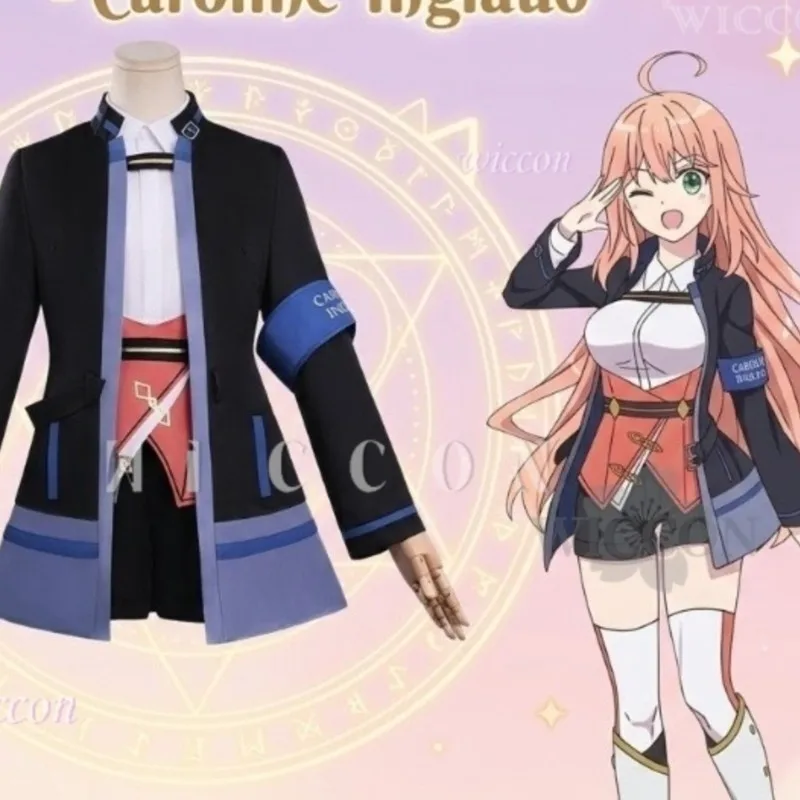 

disfraz de Anime Jack-of-All-Trades, Party Of None Cosplay Caroline Inglaud Costume JK Coat Kawaii Dress Pink Wigs Hallo