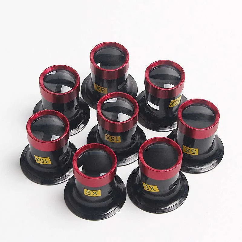 Ingrandimento 10x Lente d'ingrandimento in metallo Strumento di riparazione dell'orologio Diamante Giada Valutazione Oculare Lente d'ingrandimento 5X per lavori di precisione