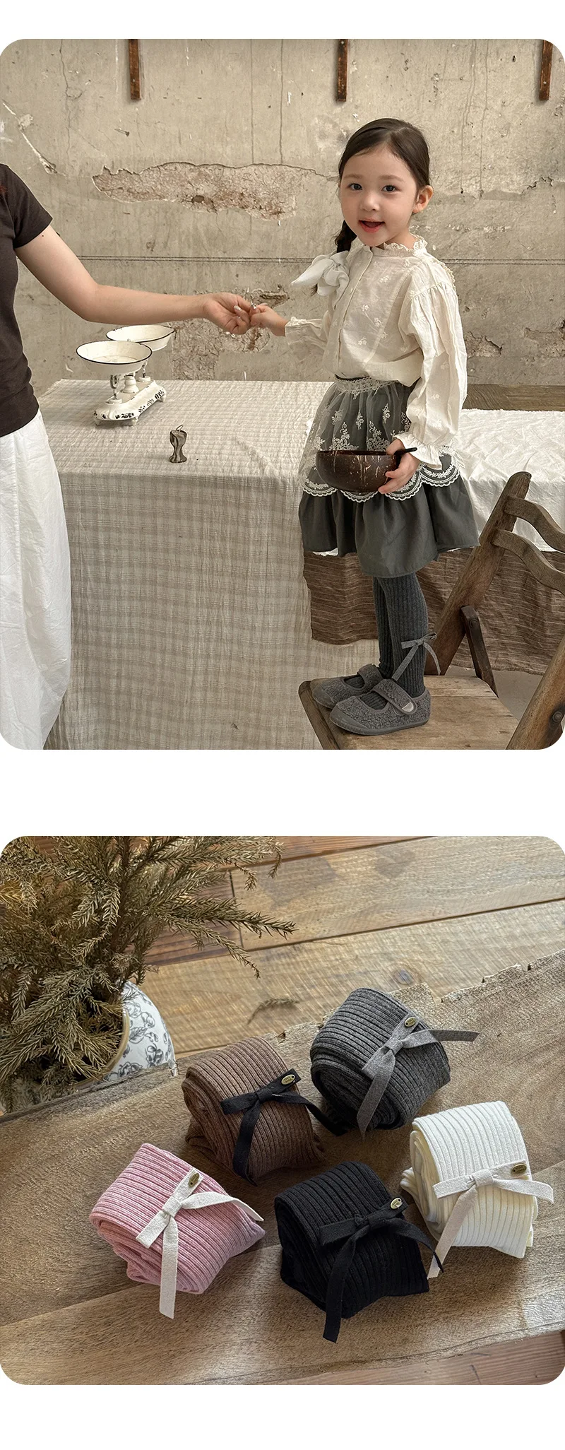 Mädchen Strumpfhosen Einfarbig Weiche Warme Mädchen Strumpfhosen Bogen-Knoten Gestrickte Kinder Strumpfhosen Strumpf Für Mädchen – Detail 13