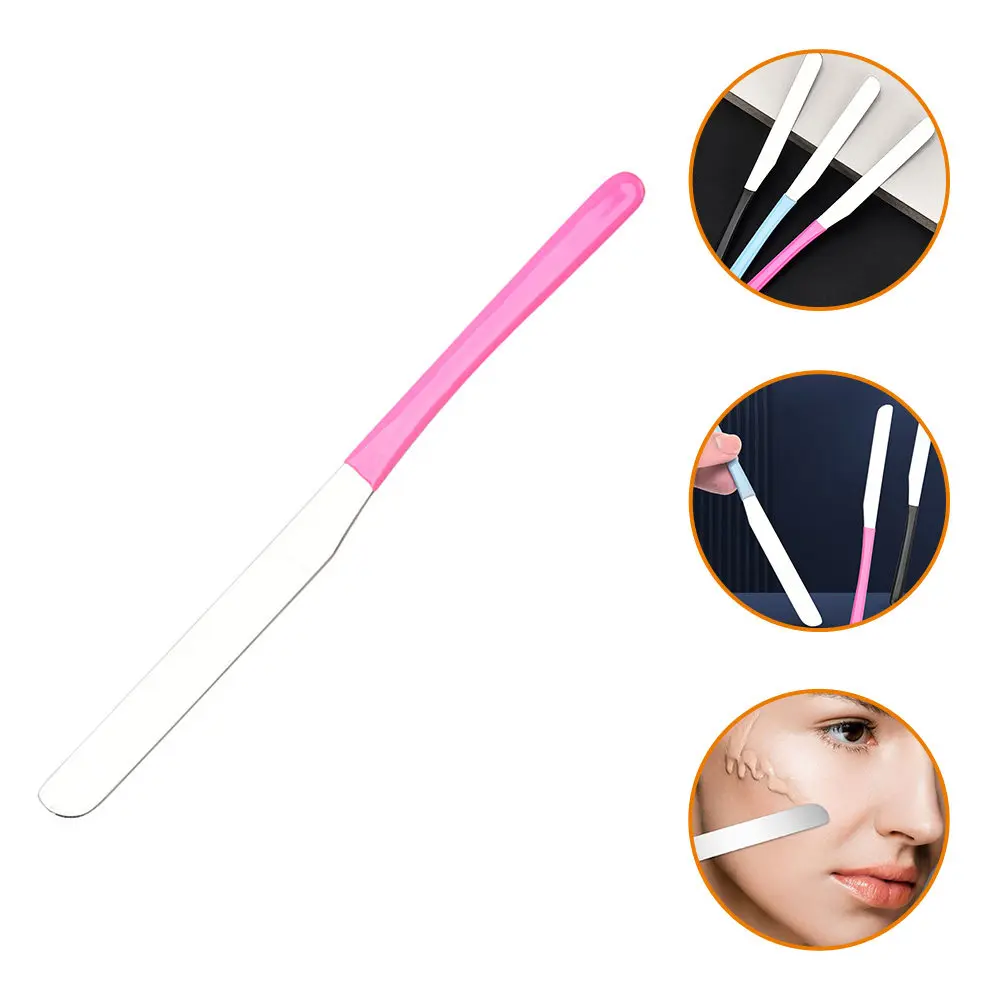 Espátula Mezcladora de Maquillaje de Acero Inoxidable, Espátula de Mango Largo, Herramienta para Mezclar Base de Maquillaje, Mezclador de Belleza