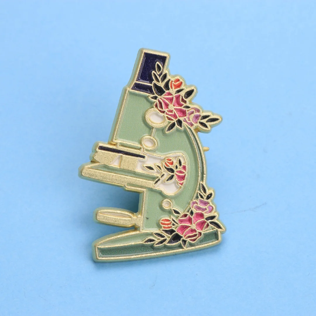 دبوس المينا لعازف النباتات المجهر - شارة طية صدر السترة على شكل زهور لعلم الرسوم المتحركة لهدية مختبر الظهر بنفسك #5