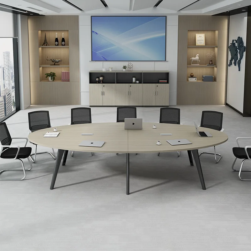 Mesa de conferencia ovalada, mueble comercial, Simple, moderno, para entrenamiento y recepción