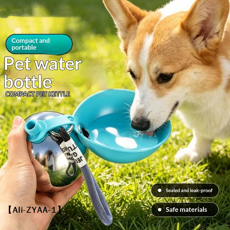 【A】2-in-1 Faltbare Tragbare Hundetrinkflasche, Auslaufsicherer Kunststoff-Tierfutterspender mit Trinkschale, für Outdoor-Reisen und Spaziergänge