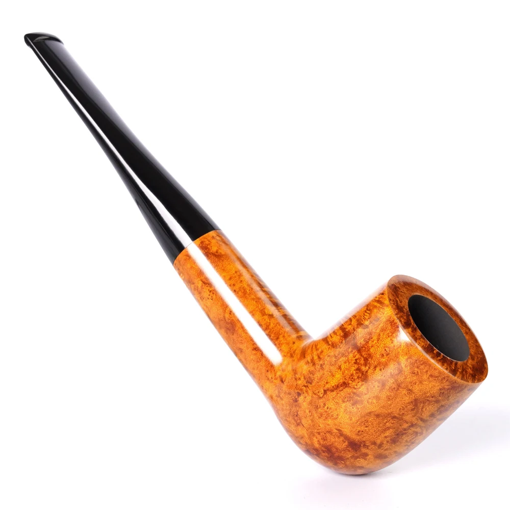 JIBILL Heather wood tobacco pipe straight handle pool briar pipe 9mm pipe channel acrylic pipe mouth Father\'s gift bowl OD 20mm