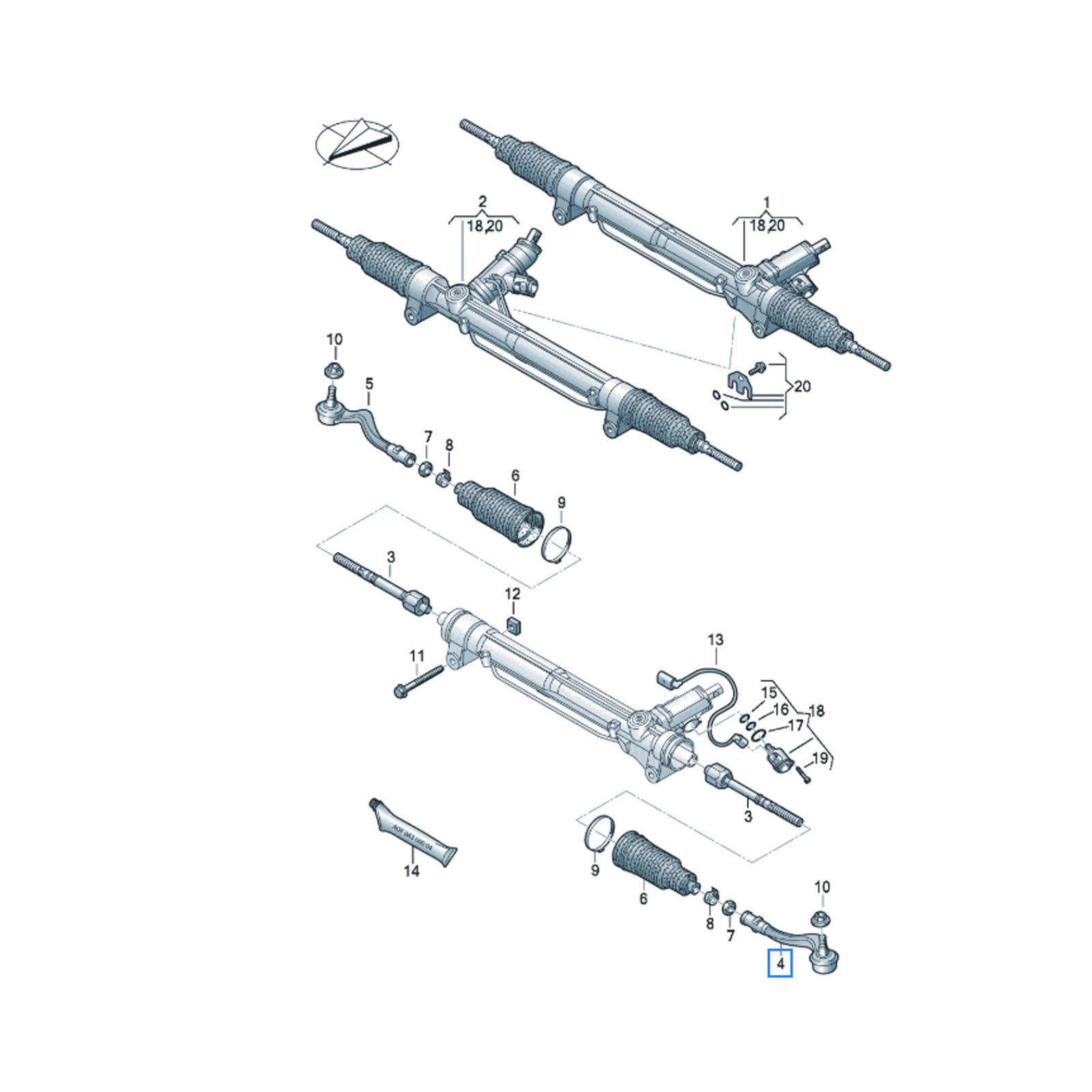 

4H0422817A 4H0422818A Передние внешние наконечники рулевой тяги для Audi A8 D4 4H2 4H8 4HC 4HL