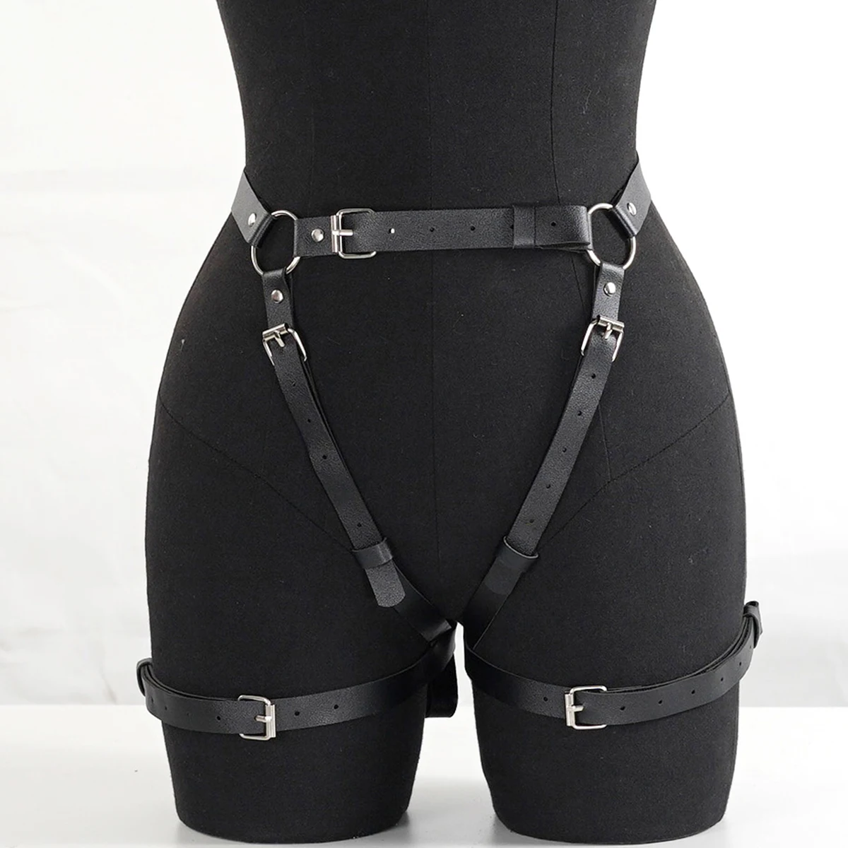 

Women's Leg Thigh Girdle Waistband Adjustable Leather Body Girdle Punk Metal Ring Waistband Waist Contouring Holiday Rave