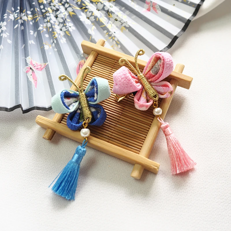 Handmade Japan Style Cosplay Hair Pin Sakura Tassel Hair Clips Kimono Dress Accessories