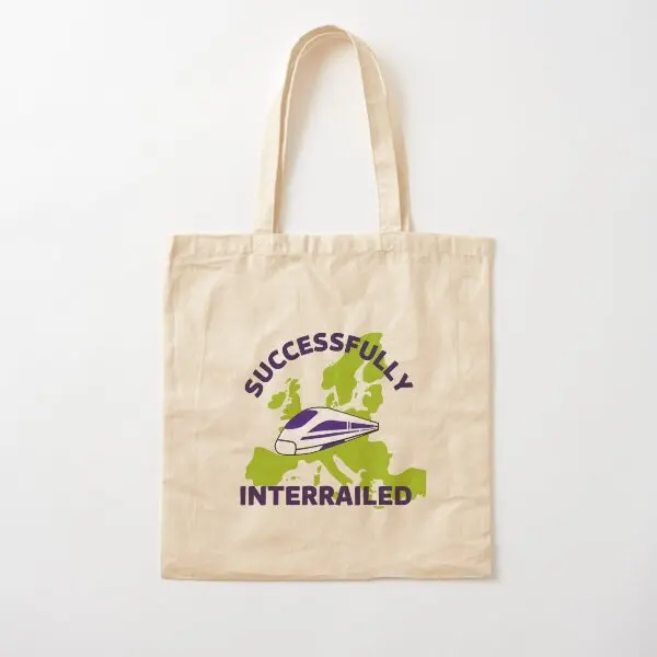 Successfully Interrailed Cotton  Canvas Bag Reusable Unisex Ladies Shopper Designer Grocery Fabric Printed Women Tote