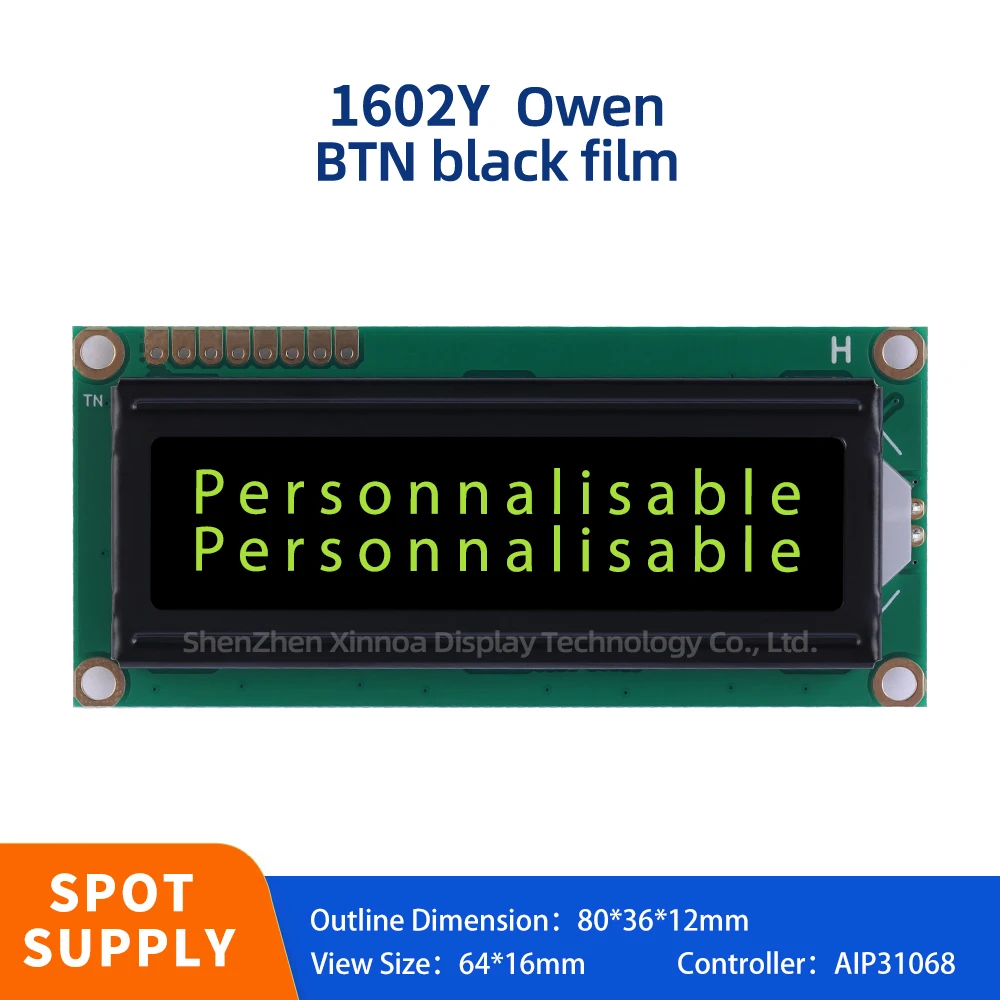 

1602IIC LCD Display COB Monochrome Character Screen 1602Y European Serial Port LCD Module BTN Black Film Yellow Letters