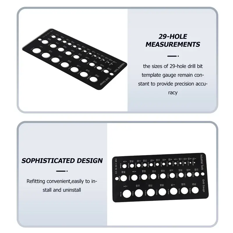 AB13-Drill Bit Gauge 1/16 Inch To 1/2 Inch, Screw Size And Thread Gauge Inches And Decimal Drill Gauge Drill Bit Size Guide