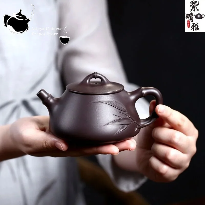 Yixing-Handmade Kungfu Tea Set, Purple Clay Pot, Raw ore, Purple eggplant mud, Bamboo knot, ladybug Chinese Tea Set