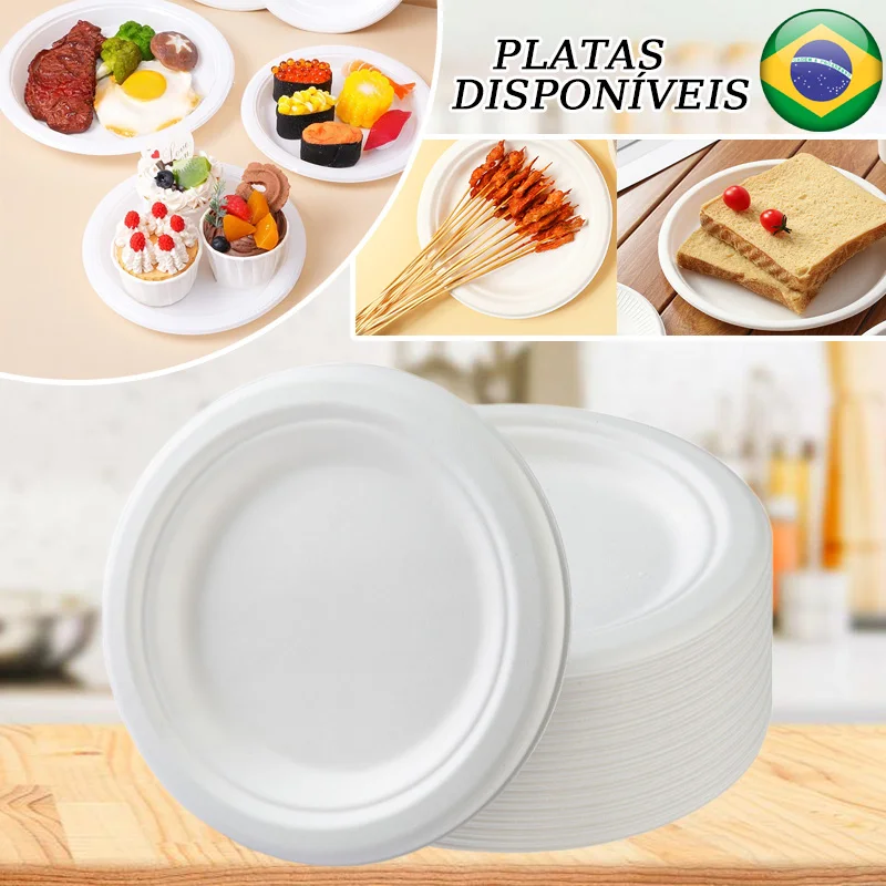 Descartável Partido Placas 50/100pcs Descartável Eco-Friendly Placa de Papel Degradável para Churrasco Suprimentos Aniversário Party disposable plates coisas para cozinhas VIE LENTE