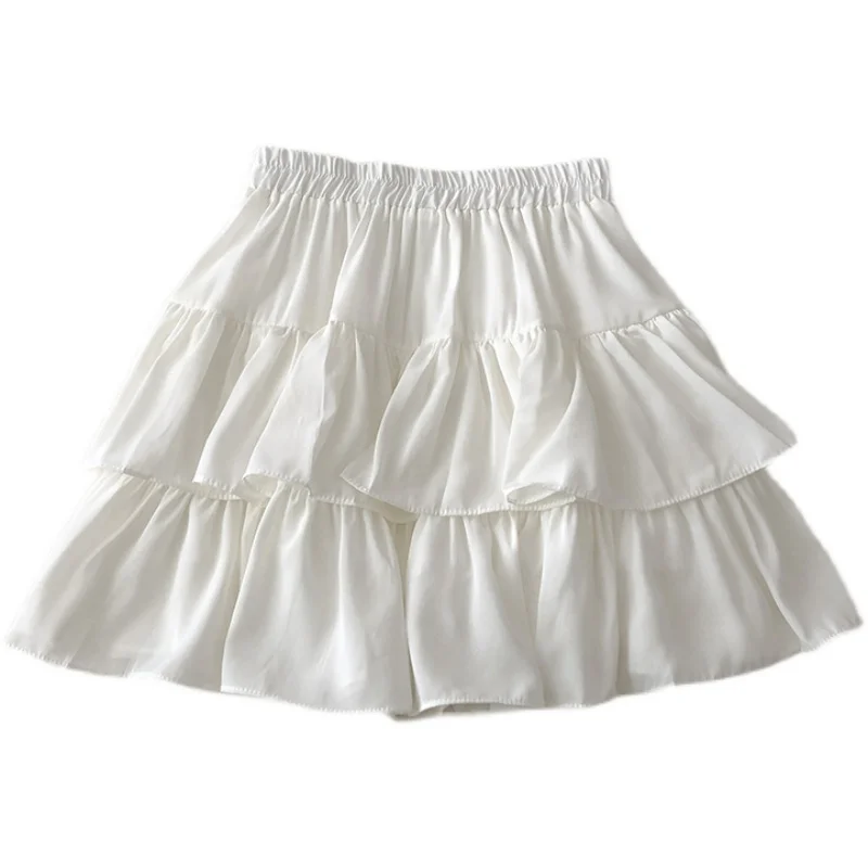 

Elastic High Waist A-Line Cake Skirt Women's Summer Korean Sle Sweet Versatile Outdoor ort Skirt Anti-Light
