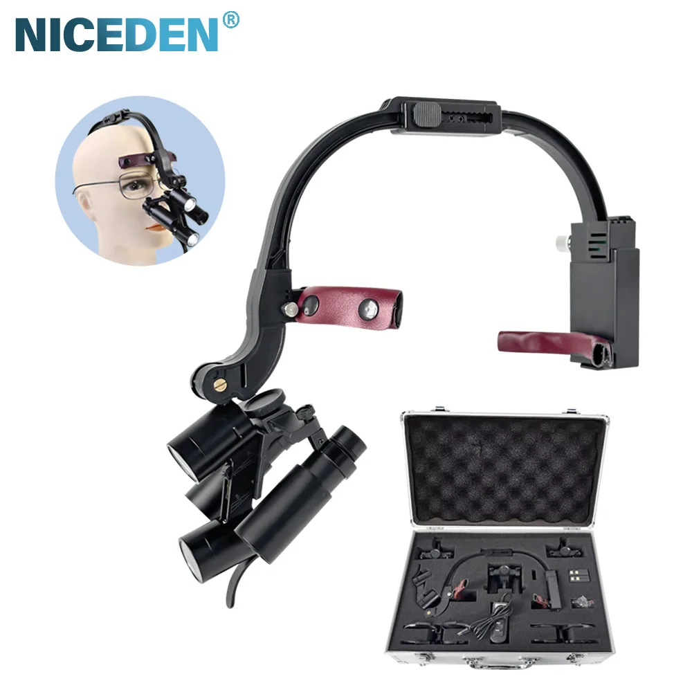 NICEDEN-lupas dentales 6X 8X, lupa Binocular, lámpara para faro, luz LED médica de 5W, equipo de laboratorio quirúrgico para dentista Dr.Kim