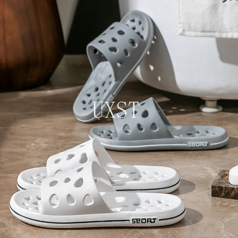 شباشب صيفية للرجال والنساء غير قابلة للانزلاق، صنادل حمام سريعة الجفاف، مقاس كبير، نعل سميك مجوف #3