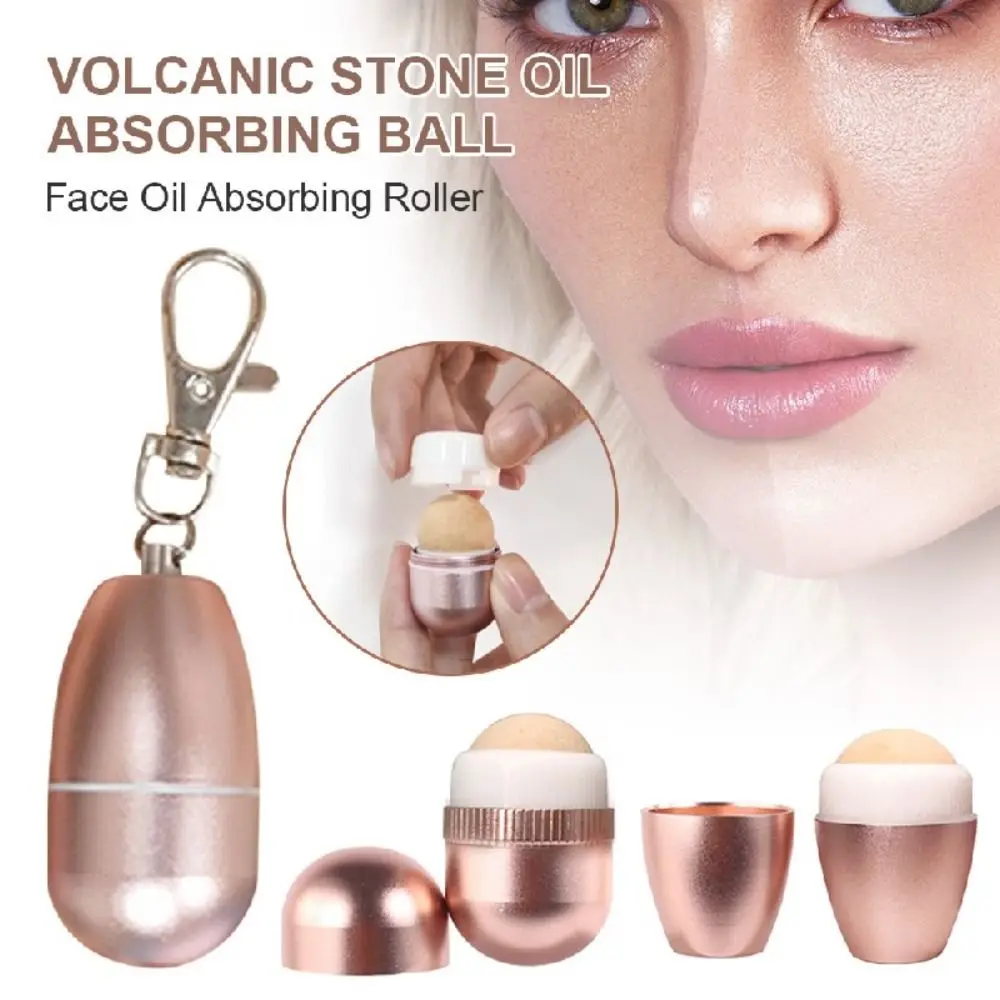 

Blotting Tool Face Skin Care Tool Oil Absorbing Roller with Keychain Volcanic Stone Facial Roller T-zone Cleaning Stick Ball