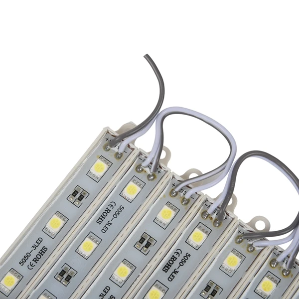 1*10pcs 5050 SMD 3 LED Module LED Strip String Light Waterproof DC 12V Cool White