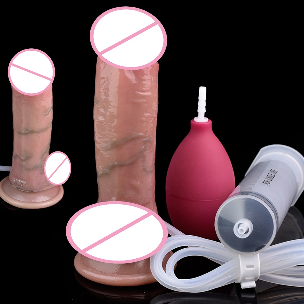 SXXY Silicone Realistic Squirting Penis Dildo Ejaculating Lifelike Dick With Sucker Male Female Anus Vaginal Pleasure Sex Toys