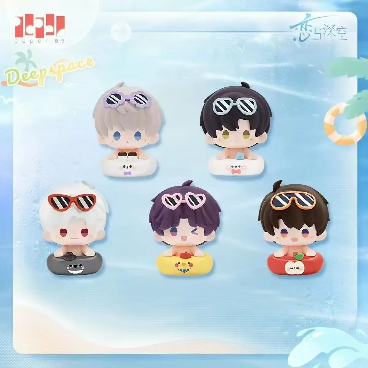Love and Deepspace Anime Figure Xavier Zayne Sylus Rafayel Q Version Swim Ring Chibi Desk Decor Model Toy Collection Gift