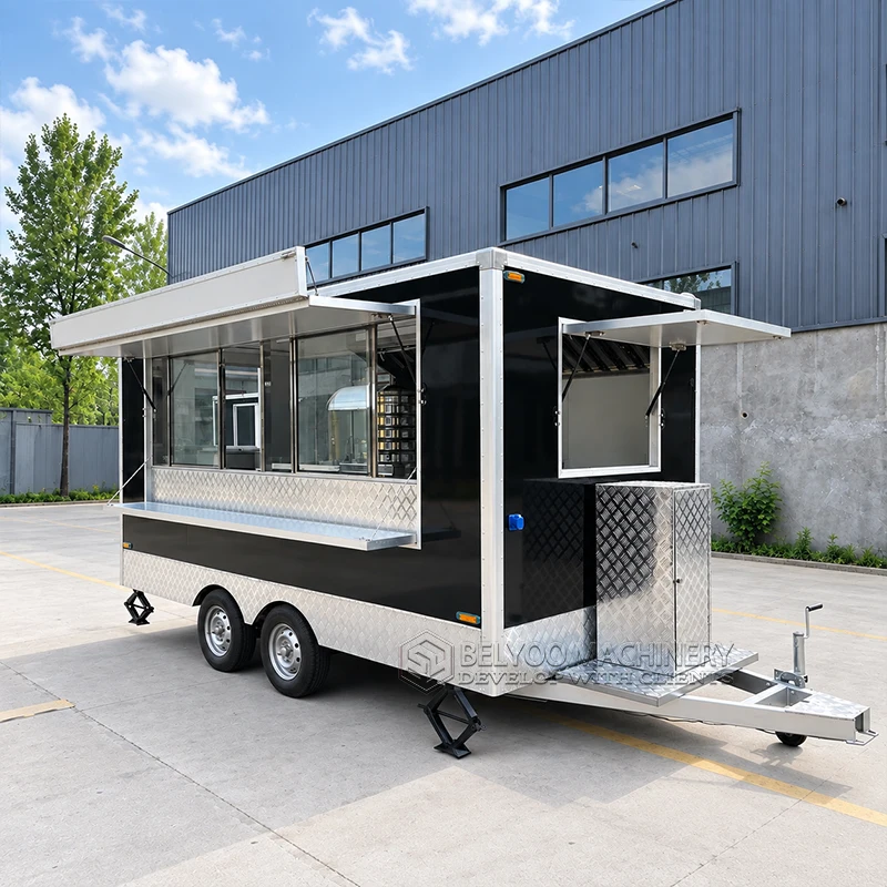 Custom Mobile Food Trailer Fully Equipped Commercial Kitchen Concession Trailer for Sale BBQ Fried Chicken Pizza Coffee