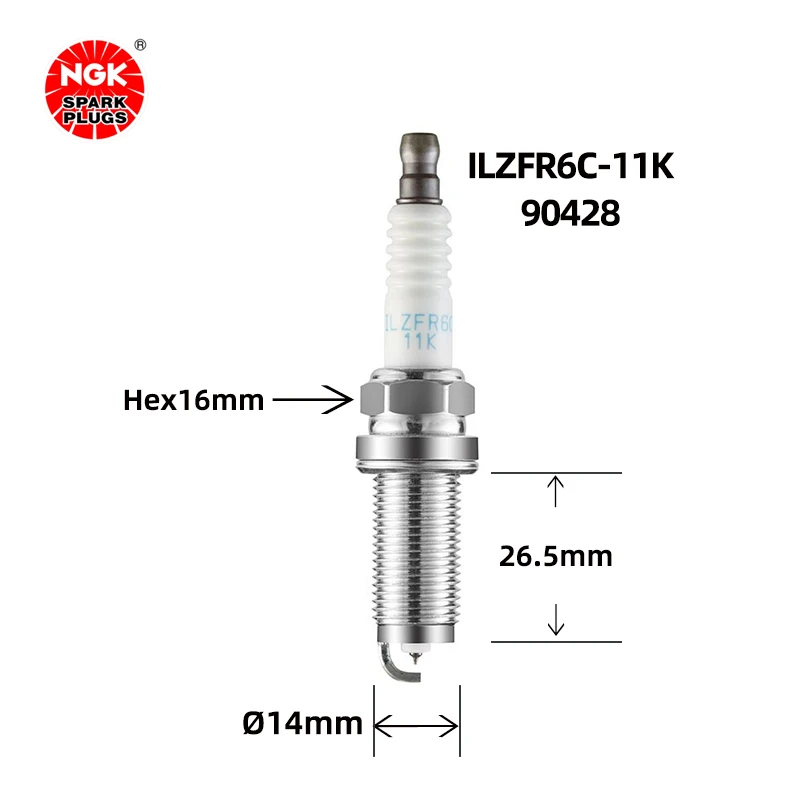 NGK Iridium Platinum Spark plug ILZFR6C-11K 90428 is suitable for Peugeot 301/308（4PCS)