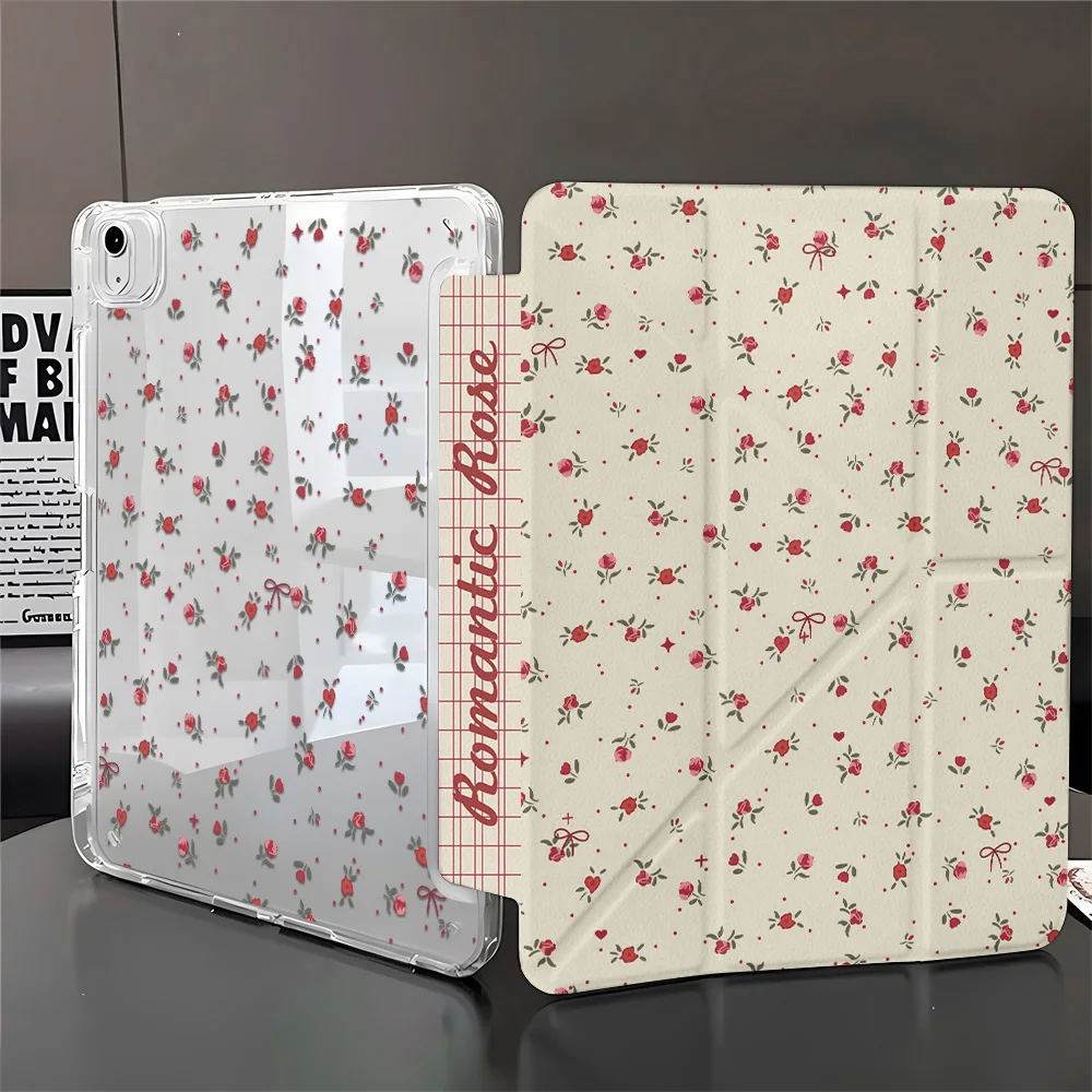 Edge High Clarity Tablet Case for Apple iPad Pro 11 2021/2022 mini 6 8.3 inches with Pencil Holder Vintage Romantic Style