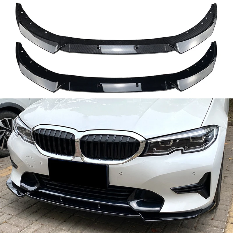 Car Front Bumper Splitter Chin Lip Spoiler Diffuser For BMW 3 Series G20 G21 320i 325i 2019-2022 Guard Body Kit Tuning Protector